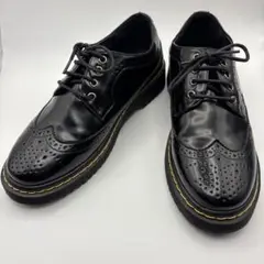 Fuji ウィングチップ厚底シューズ　エナメル　ブラック