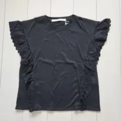 新品未使用タグ付き　Ray Cassin 黒 半袖Tシャツ 袖フリル