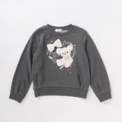 メゾピアノ　mezzopiano 裏毛 モコモコクマさんリボントレーナー　140