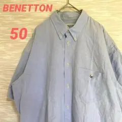 ベネトン BENETTON 半袖シャツ【F】大きいサイズ ボタンダウン 0047