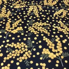 つぶつぶミモザ ネイビー オックス生地 幅110×50cm