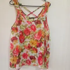 ドスチ☆DOSCH花柄 タンクトップス シースルー　Lサイズ