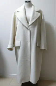 大きいサイズ✨自由区 アルパカジャギーチェスターコート 2XL ホワイト
