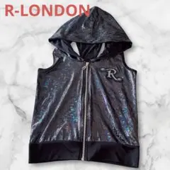 R-LONDON ホログラム フード付き タンクトップパーカー黒 S