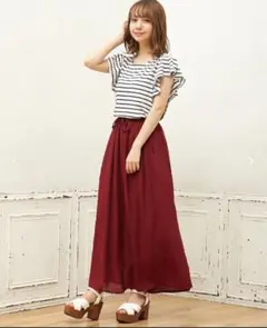 INGNI エアリースカンツ　ガウチョ　ワイドパンツ　ボルドー