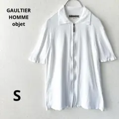 GAULTIER HOMME objet ジップアップサマーニット　メンズ　白
