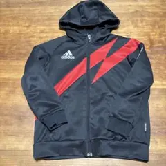 adidas アディダス フルジッパー パーカー 黒 赤 130