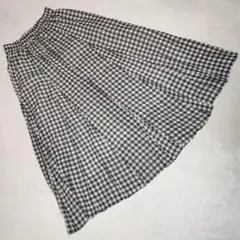 美品★GLOBAL WORK ロングスカート ギンガムチェック 黒白 F