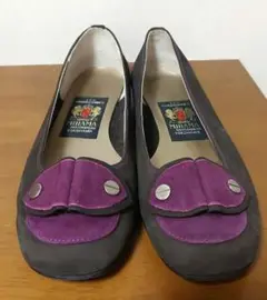 中古品【MIHAMA】ミハマ　茶色　フラットシューズ　バックスキン　サイズ24