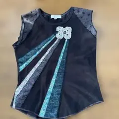【belair 】ノースリーブトップス 33 ビーズ刺繍（色落ちあります）