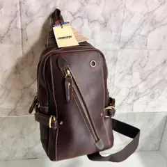 新品 Lannsyne メンズ ボディバッグ ワンショルダーバッグ 本革 レザー