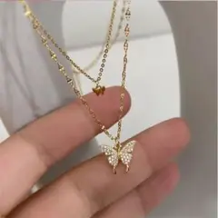 新入荷❣️ネックレス ジルコニア レディース 蝶 クリスマス ピンクゴールド