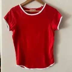 赤い半袖Tシャツ ホワイトトリム