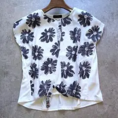 【USED】GALLORIA　フレンチスリーブトップス　花柄　Mサイズ