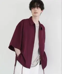 ETELIO ビッグシルエットスリット入りサイドレースジップシャツ
