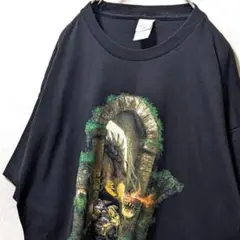 ヘインズ ドラゴンコン デカロゴ Tシャツ ブラック 黒 XL 古着