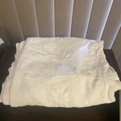 ホワイト 花模様 タオルケット
