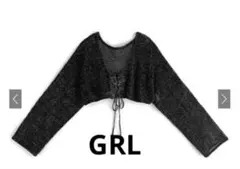 GRL グレイル　ラメメッシュニットレースアップトップス[dh1248]ブラック
