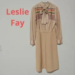 【1点限定♥️】Leslie Fay ドット柄リボン付きワンピース