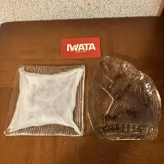 【未使用】IWATAガラス　角皿　たけのこ型皿