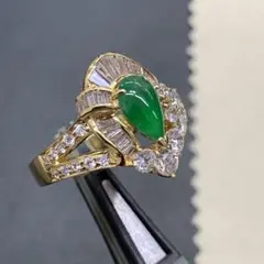 k18 天然翡翠 ダイヤリング