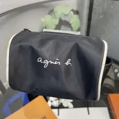agnis b. ブラックナイロンポーチ