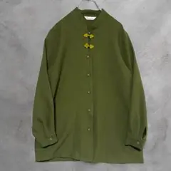 古着　レトロ　チャイナブラウス　中華ボタン　チャイナボタン　縮緬　和風　古風