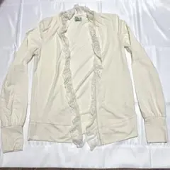 アイボリー レース付きカーディガン UVカット
