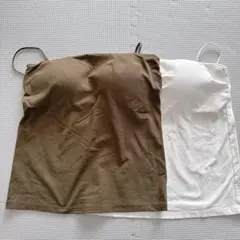 【新品＆一度着用】UNIQLO ブラトップ L 白 カーキ 2枚セット