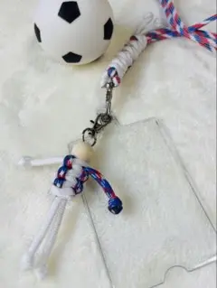 【横浜F・マリノス応援】イメージ（トリコロール×白）パラコード人形応援グッズ