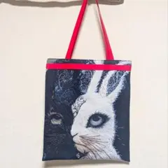 2WAYペタンコbag/Handmade/白黒うさぎ/ラビット
