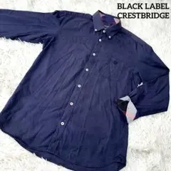 BLACKLABEL CRESTBRIDGE 長袖シャツ　ネイビー　M ロゴ刺繍
