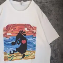 エスニック古着　ココペリ　アートTシャツ　ネイティブアメリカン　かわいい