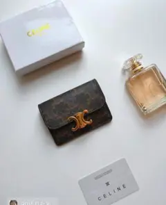 CELINE ダークブラウン 三つ折り財布