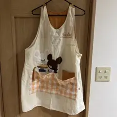 くまの学校　Jackie 刺繍エプロン アイボリー オレンジ　中古品
