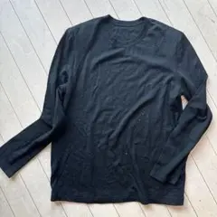伊太利屋 薄手ニットセーター 13号 美品 黒 フォーマル レディース マダム