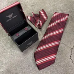 Giorgio Armani ネクタイ カフス ポケットチーフ3点セット