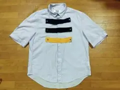 MSGM デザイン シャツ ボタンシャツ 水色 ブルー 半袖 39サイズ