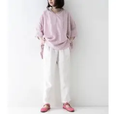 ◯11/6まで◯ネストローブ リネンタックイージーパンツ オフシロ