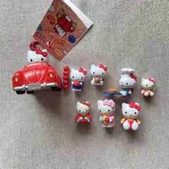 ハローキティ キティくるま型ライトキーホルダーとフィギュアセット 7体