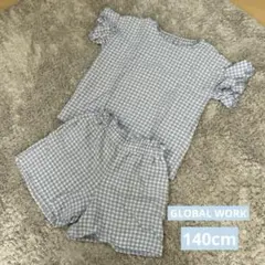 GLOBAL WORK 子供 ブルーチェックセットアップ 140cm