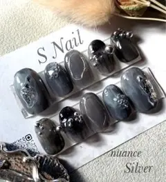 ネイルチップ No.34 ニュアンスブラックデザインネイル