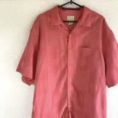 【古着】オープンカラーシャツ　半袖 アロハシャツ　ピンク系
