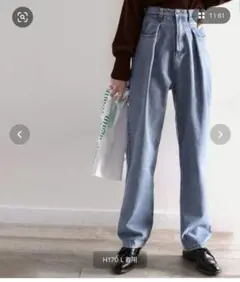 classicalelf ライトブルー ハイウエスト タックワイドパンツ