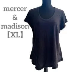 mercer & madison 【XL】半袖Tシャツ Vネック 無地 ブラック