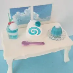 スカイブルー スイーツ & ドリンク セット ミニチュア スイーツ ドリンク