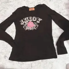 早い物勝ち美品☆ジューシークチュールJUICY ブラック ローズプリント ロンT