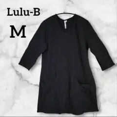 Lulu-B【M】 五分袖ポケット付きチュニック　黒　ブラック