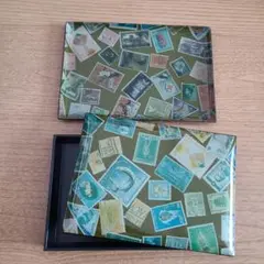 中古【 切手柄 】海外 小物ケース 収納ケース アクセサリーケース アンティーク