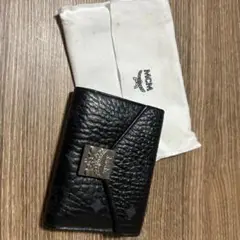 MCM ブラックレザー 三つ折り財布 保存袋付き